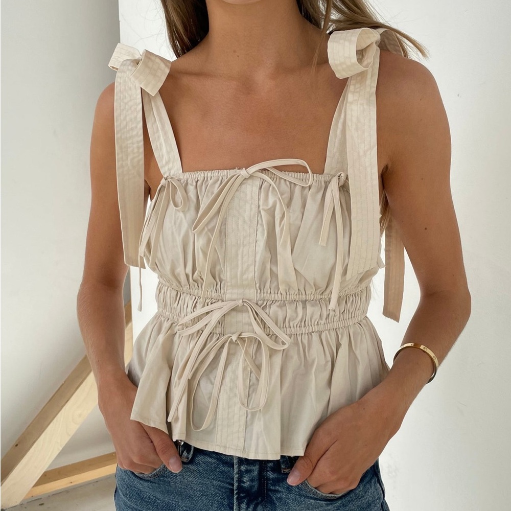 Elegant Cream Sleeveless Top